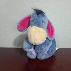 Disney Store Sitting Blue Eeyore Plush 8” Removable Tail Stuffed Animal
